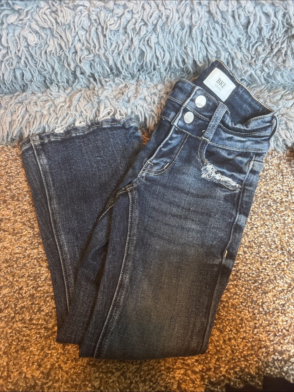 BKE girls dark  Wash Distressed Jeans